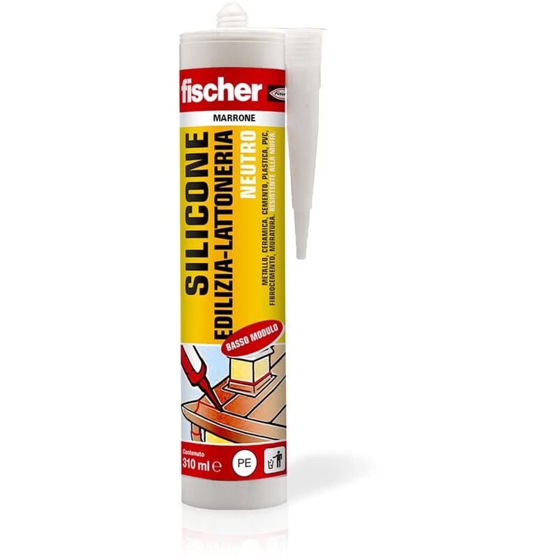 foto del prodotto fischer silicone sigillante sbm 310 marrone, neutro a basso modulo, elastico, senza solventi, per edilizia, lattoneria, facciate, vetrate, inodore,