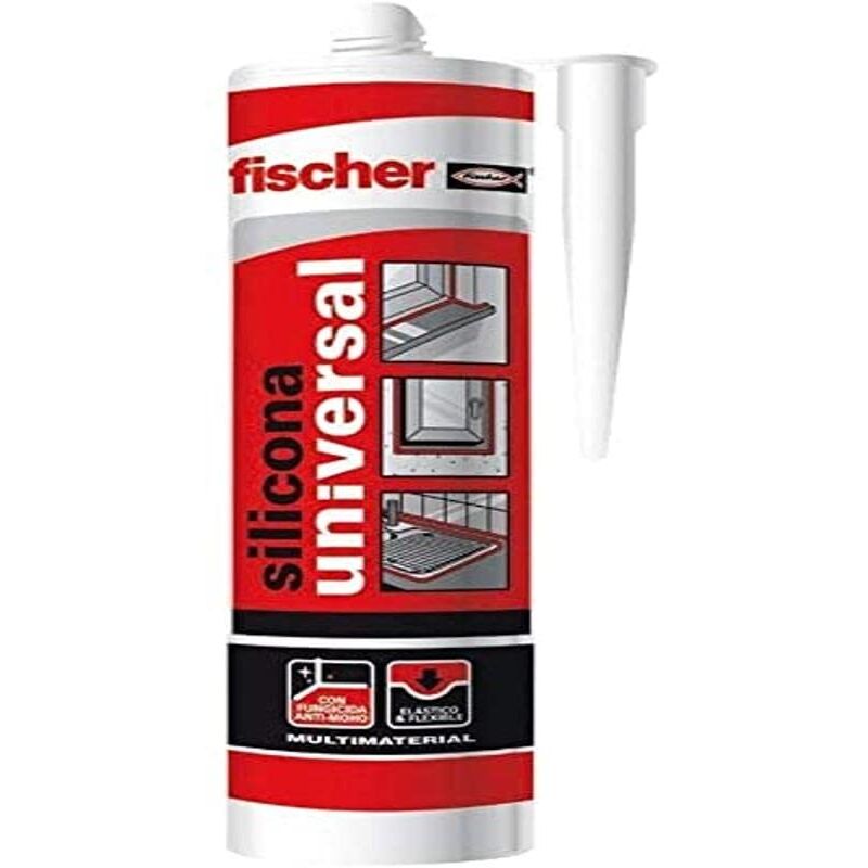 foto del prodotto fischer silicone universale nero per sigillare superfici non porose e con contaco con acqua, aderenza in molteplici materiali, 280 ml
