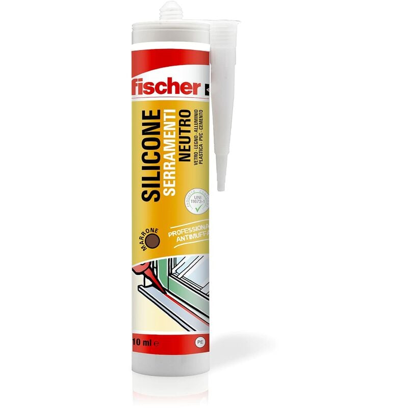 foto del prodotto fischer snf silicone sigillante legno marrone, pavimenti e finestre, neutro a basso modulo, elastico, per serramenti, porte, infissi, inodore,