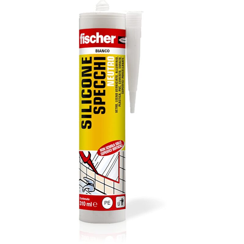 foto del prodotto fischer snf silicone sigillante specchi bianco, neutro per sigillare, incollare e applicare specchi e pietra naturale, 522519