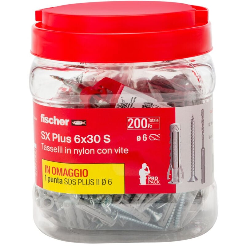 foto del prodotto fischer - sx plus tassello in nylon 6x30 s propack 200 pz. codice prod 570206