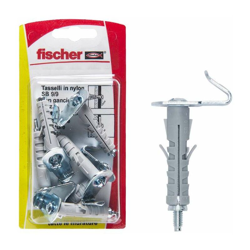 foto del prodotto fischer tasselli a espansione sb 9 8 k con gancio corto 6 pz. 