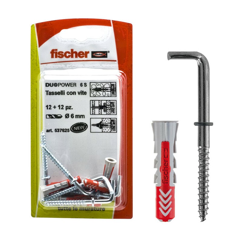 foto del prodotto fischer tasselli duopower 6 c 8 k in blister con gancio corto pz.6