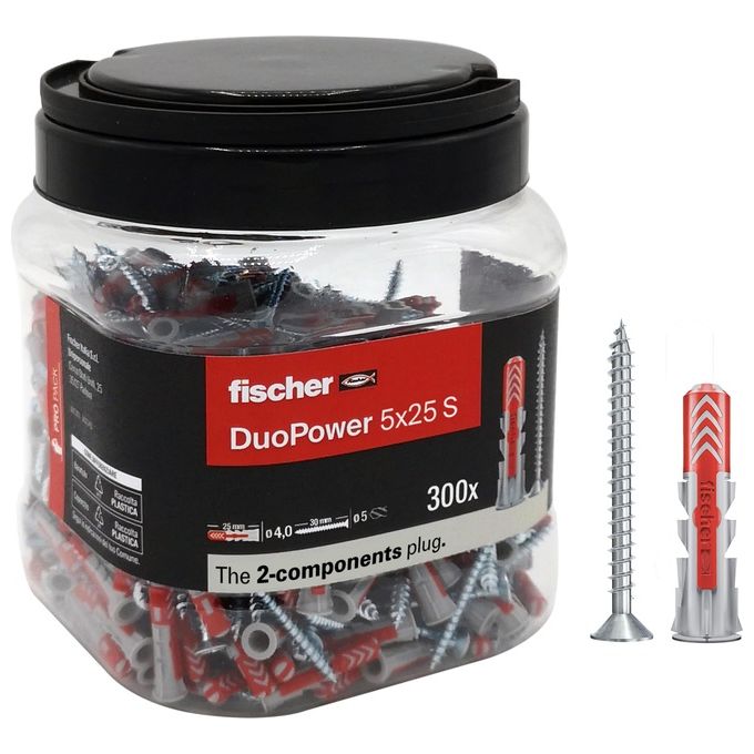 foto del prodotto fischer tassello duopower 5x25 s vite propack 300 pezzi