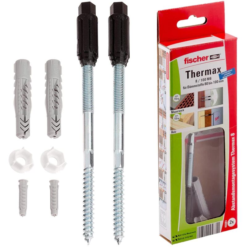 foto del prodotto fischer thermax 8 100 m6 kit 2 pz tasselli per fissaggio su cappotto isolante max 100 mm