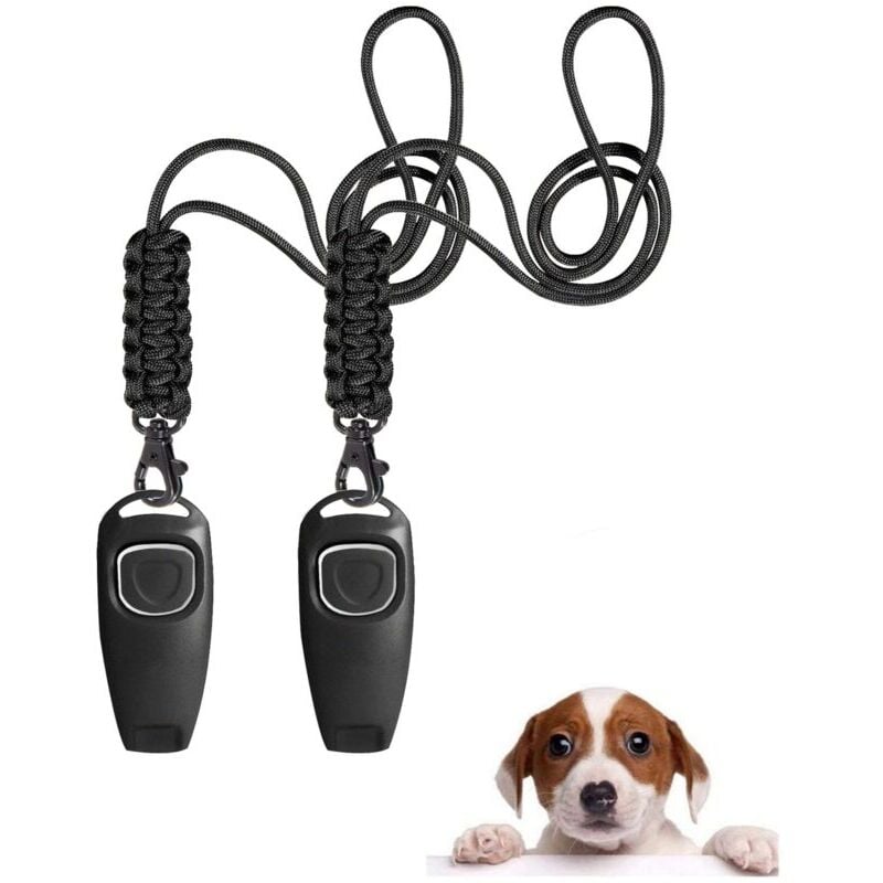 foto del prodotto fischietto a ultrasuoni regolabile per cani con clicker e 2 cavi, fischietto a ultrasuoni per cani, addestramento anti abbaio, fischietto di