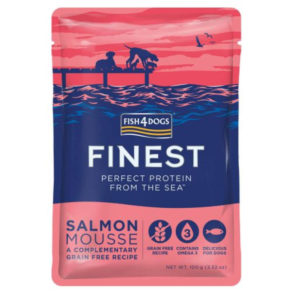 foto del prodotto fish4dogs finest dog mousse grain free 100 gr salmone confezione da 12 pezzi cibo umido per cani 1 ordine scegli lo sconto bzr5 bzr20 200 punti fedelt 