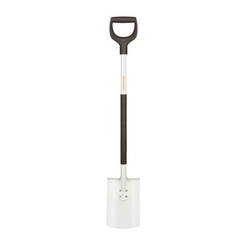 foto del prodotto fiskars 1019601- pala a bordo piatto quadrata nero e argento 105 cm attrezzo da giardino