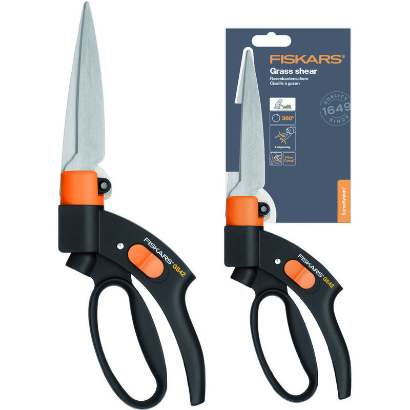 foto del prodotto fiskars gs42 forbice per erba con lama rotabile rabolabile a 360 da giardino