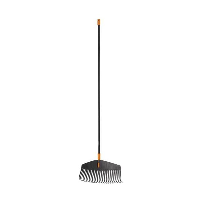 foto del prodotto fiskars scopa per foglie con manico denti in plastica manico in alluminio nero arancione l
