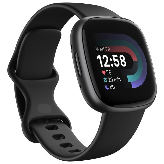 foto del prodotto fitbit versa 4 1.58 gps sport salute chiamate notifiche nero alluminio grigio grafite