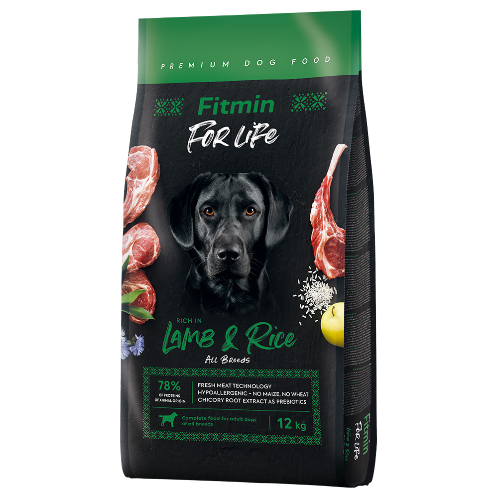 foto del prodotto fitmin dog for life agnello e riso crocchette per cani 12 kg