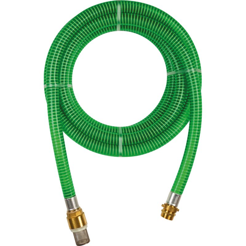foto del prodotto fitt aspirtech 7 m tubo per aspirazione dell acqua, per collegamento a pompe, con raccordi in ottone e filtro in ottone clampato, verde