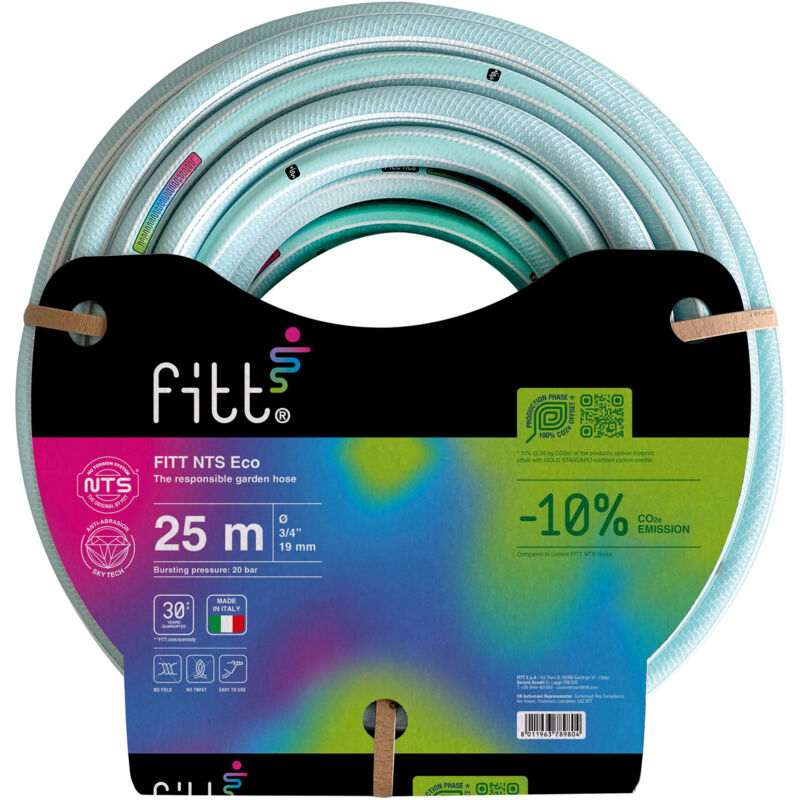 foto del prodotto fitt nts eco 3 4 19 mm 25 m tubo da giardino per irrigazione, robusto e malleabile, per uso intensivo. pi leggero e sostenibile