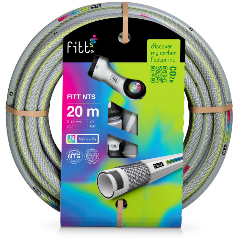 foto del prodotto fitt nts grey 5 8 15 mm tubo 20 m per irrigazione giardino, robusto e malleabile, per uso intensivo con pistola multigetto e raccordi