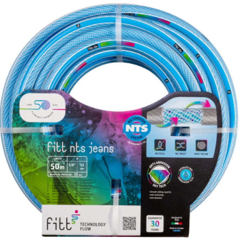foto del prodotto fitt nts jeans 5 8 15mm 40m, tubo per irrigazione giardino, robusto e malleabile per uso intensivo