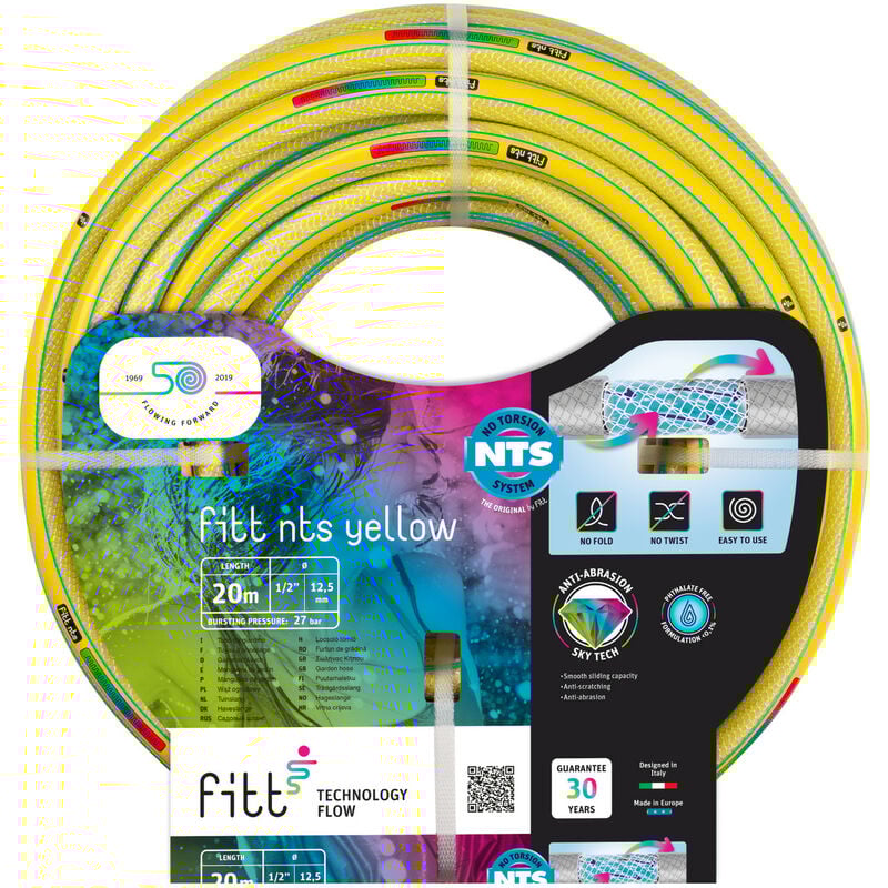 foto del prodotto fitt - nts yellow 1/2' (12,5 mm) 20m, tubo per irrigazione giardino, robusto e malleabile per uso intensivo