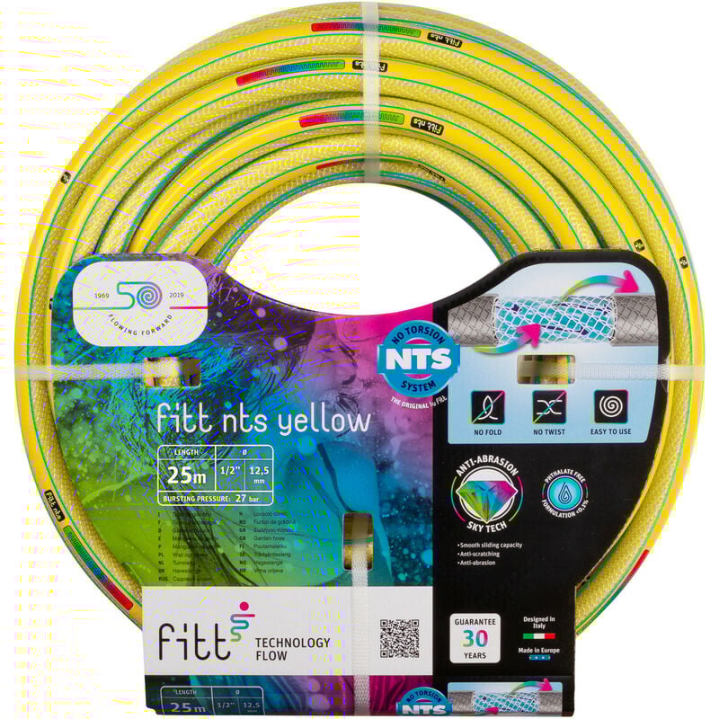 foto del prodotto fitt nts yellow 1 2 12,5 mm 25m, tubo per irrigazione giardino, robusto e malleabile per uso intensivo