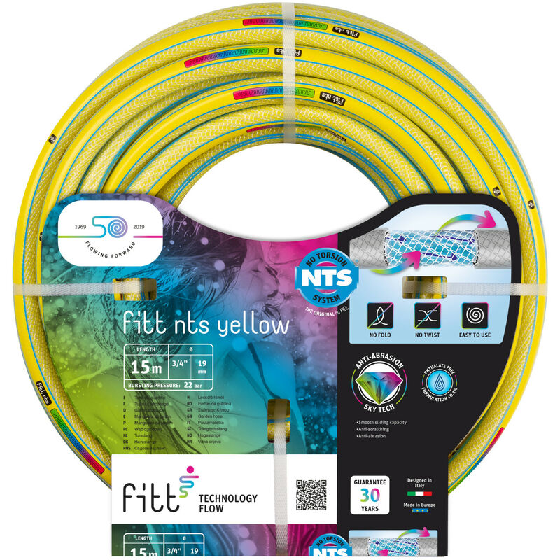 foto del prodotto fitt nts yellow 3 4 19 mm 15m, tubo per irrigazione giardino, robusto e malleabile per uso intensivo