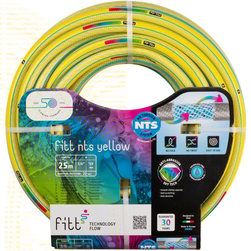 foto del prodotto fitt nts yellow 3 4 19 mm 25m, tubo per irrigazione giardino, robusto e malleabile per uso intensivo