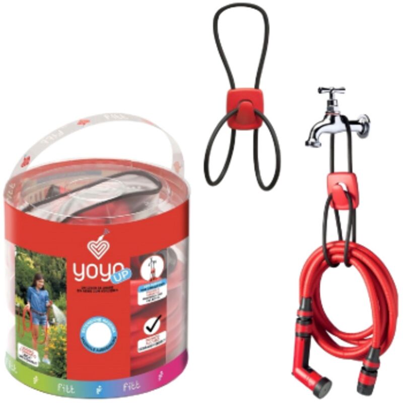 foto del prodotto fitt set tubo yoyo up compatto e leggero allungabile fino a 15 mt completo di raccordi e pistola multi getto per innafiare e lavare