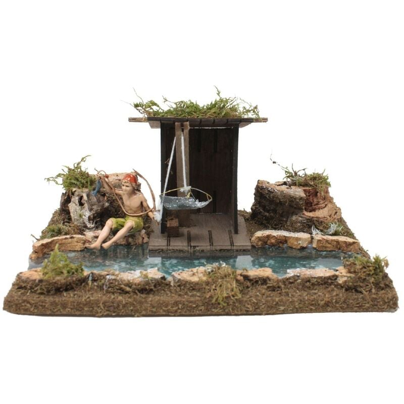 foto del prodotto fiume componibile effetto acqua con pescatore 26x18 cm 536