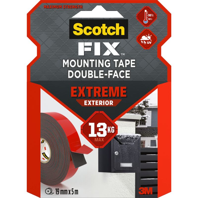 foto del prodotto fix nastro adesivo per esterni extreme pt1100 1950 p, 19mmx5m, 1 rotolo confezione la confezione pu variare scotch