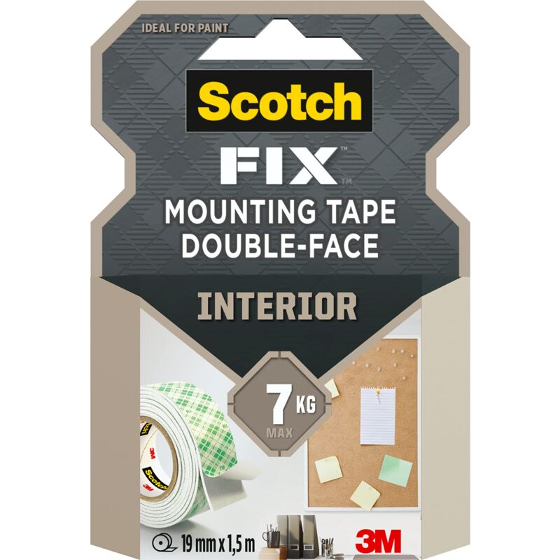 foto del prodotto fix nastro per montaggio da interni 19 mm x 1,5 m, 1 rotolo scotch