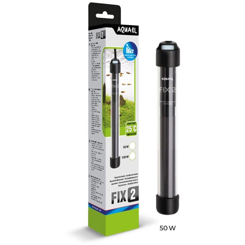 foto del prodotto fix2 riscaldatore elettronico pretarato a 25 c per acquari wattaggio riscaldatori e lampade terrario 50w aquael