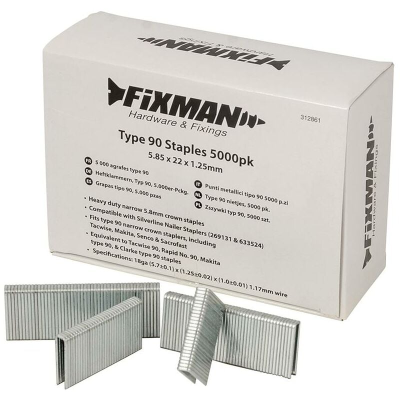 immagine 0 del prodotto fixman punti metallici tipo 90 5000 p.zi 5,80 x 22 x 1,25 mm