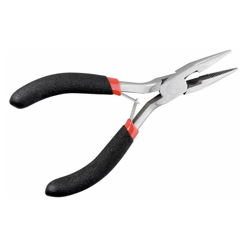 foto del prodotto fixpoint 77098 pinza a punta piatta semicircolare di con ganasce corrugate, 125 mm lunghezza
