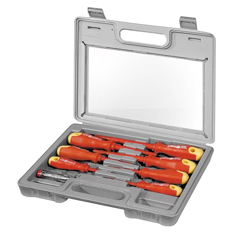 foto del prodotto fixpoint set di cacciaviti isolati, 8 pezzi, set di cacciaviti ben assortito con cercafase.