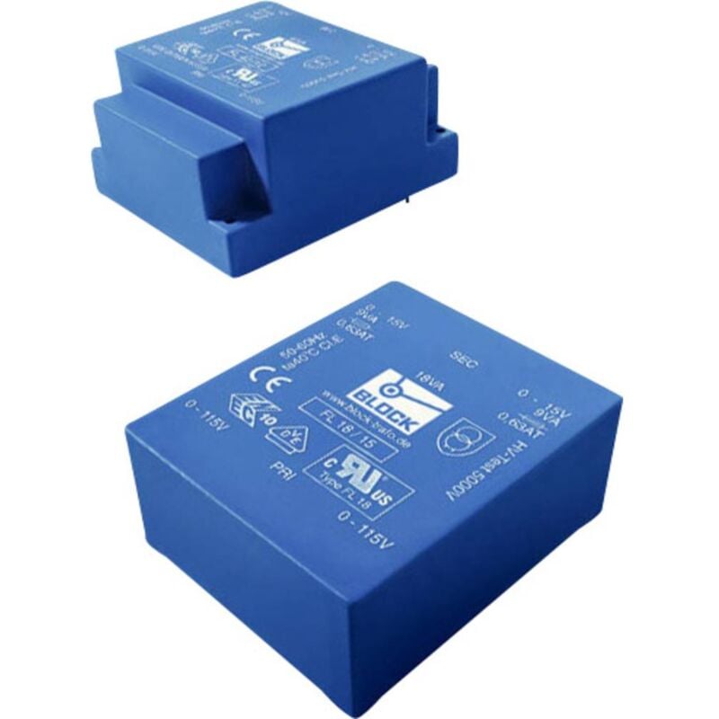 foto del prodotto fl 8 6 trasformatore per pcb 2 x 115 v 2 x 6 v ac 8 va block