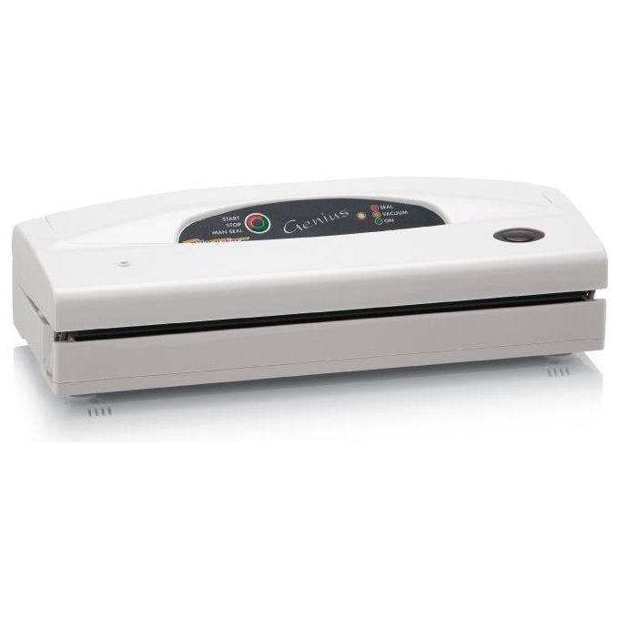 foto del prodotto flaemnuova geniusbasic macchina sottovuoto per alimenti freschi e umidi sigillatrice per sacchetti con taglierino macchinetta con 1 tubo per contenitori e accessori 5 sacchetti pretagliati inclus