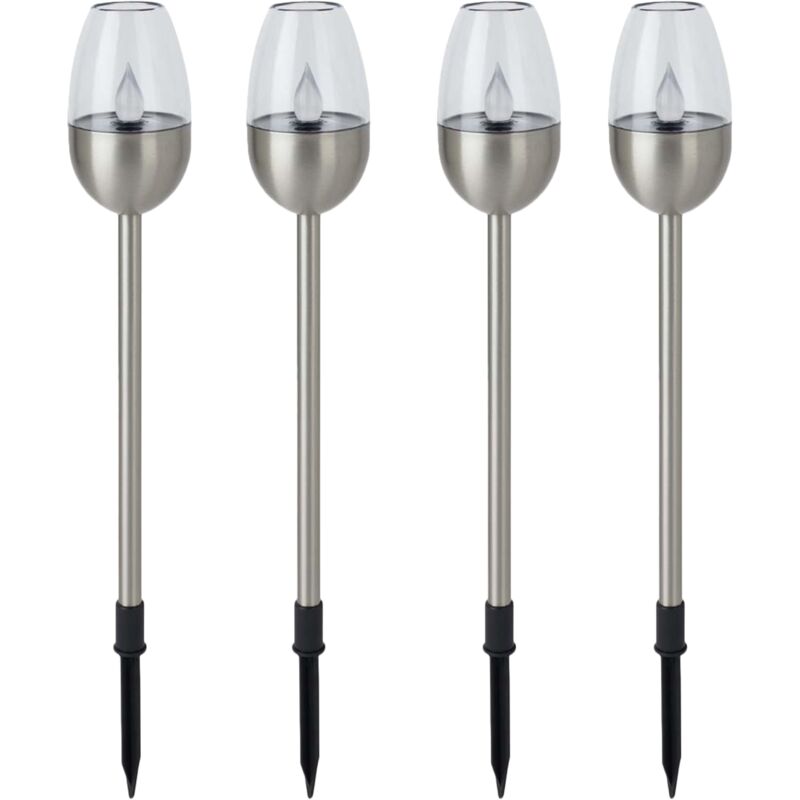 foto del prodotto flame, set da pezzi, in acciaio inox plastica lampada solare, argento, 41,7 x 6,1 x 6,1 cm dehner