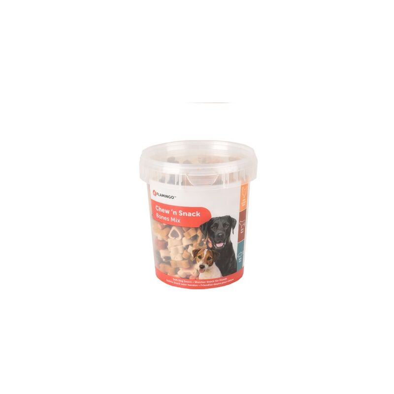 foto del prodotto flamingo chew n snack mix headsts ossa, pollo, vitello e pesce 500 gr