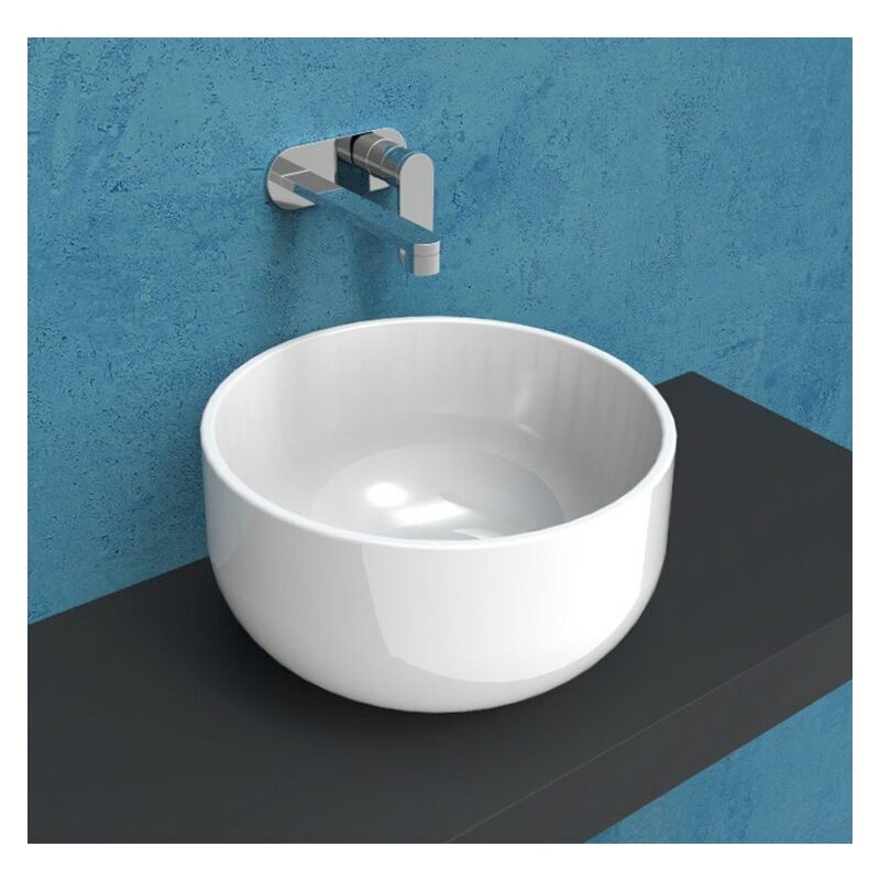 foto del prodotto flaminia lavabo saltodacqua appoggio salvaspazio 42 tondo in ceramica di
