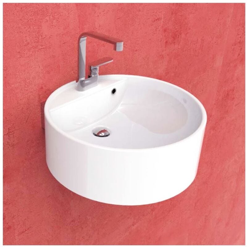 foto del prodotto flaminia twin set 52 lavabo sospeso 52 cm, monoforo, con troppopieno, colore bianco finitura lucido 5050 s 5050 s