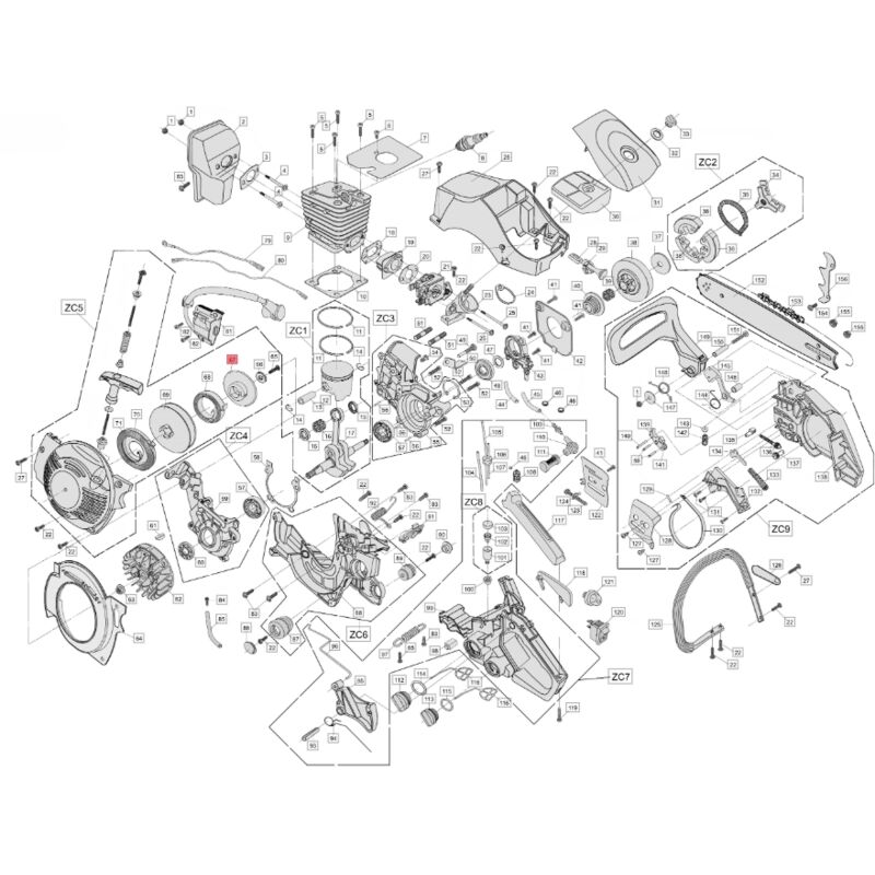 foto del prodotto flangia avviamento originale bluebird per motosega cs 390 cs590-108
