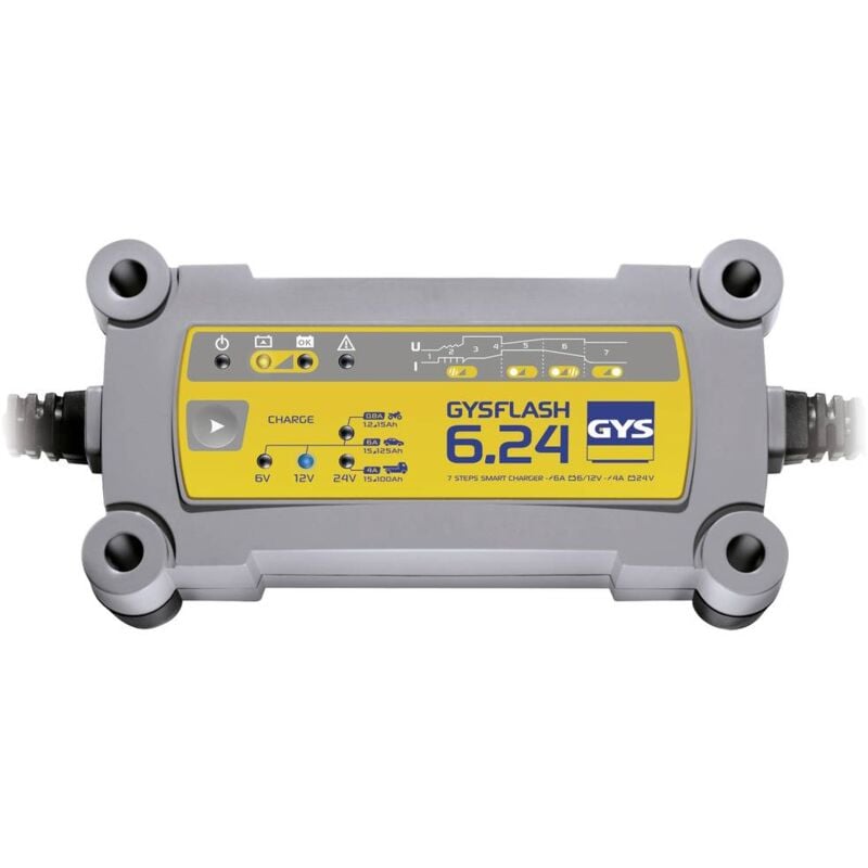 foto del prodotto flash 6.24 029460 caricatore automatico 6 v, 12 v, 24 v 6 a 6 a 4 a gys