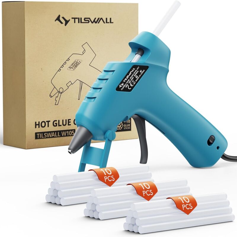 foto del prodotto flasidu tilswall pistola per colla calda 20w pistola per colla calda con 30 pezzi di colla calda riscaldamento rapido anti gocciolamento design