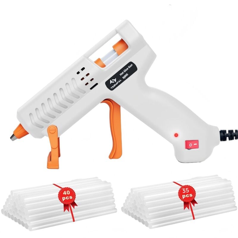 foto del prodotto flasidu tilswall pistola per colla calda, pistola per colla 50w con 75 bastoncini di colla 7mm x 130mm, kit pistola per colla calda trasparente per