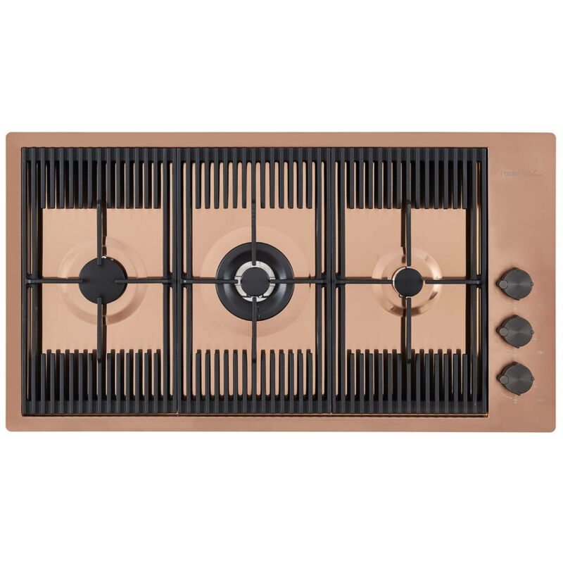 foto del prodotto flat. colore del prodotto rame, posizionamento dell apparecchio da incasso, dimensione della larghezza del piano cottura 87 cm. tipo di controllo 