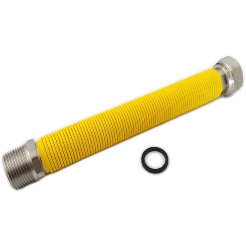 foto del prodotto flessibile acciaio inox giallo mf 3 4 allungabile da 20 a 40cm circa
