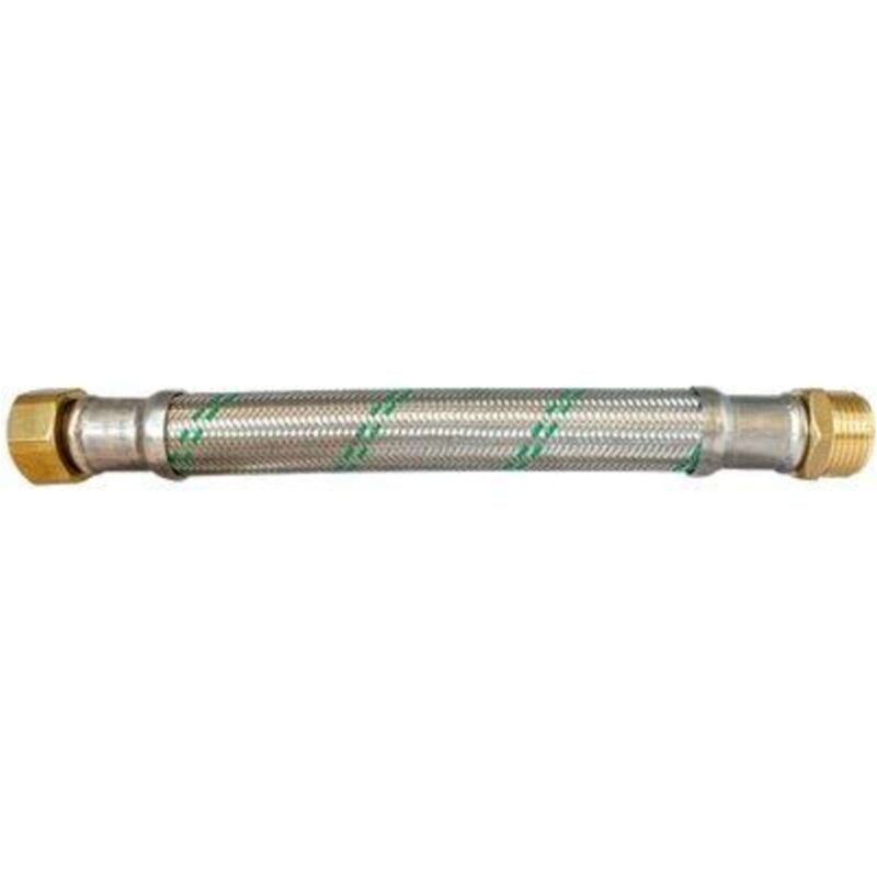 foto del prodotto flessibile antivibrante anti attorcigliamento con treccia in acciaio inox e tubo interno termoplastico modello green flexcore dn 25 m.f 1 lunghezza