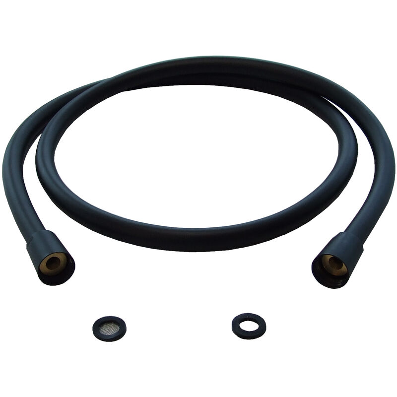 foto del prodotto flessibile per doccia in pvc nero opaco bs02 disponibile in tre diverse lunghezze 2.0 m