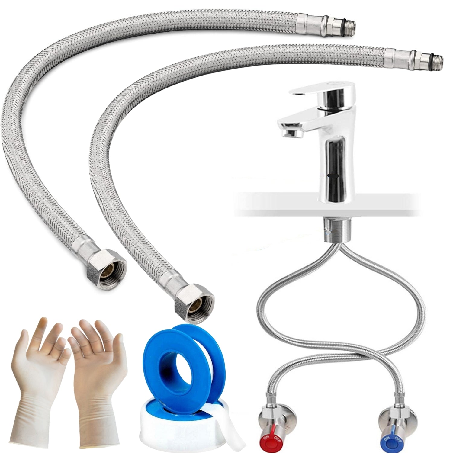 foto del prodotto flessibile rubinetto lavabo 1 2 mm10 - 50cm - 2pz