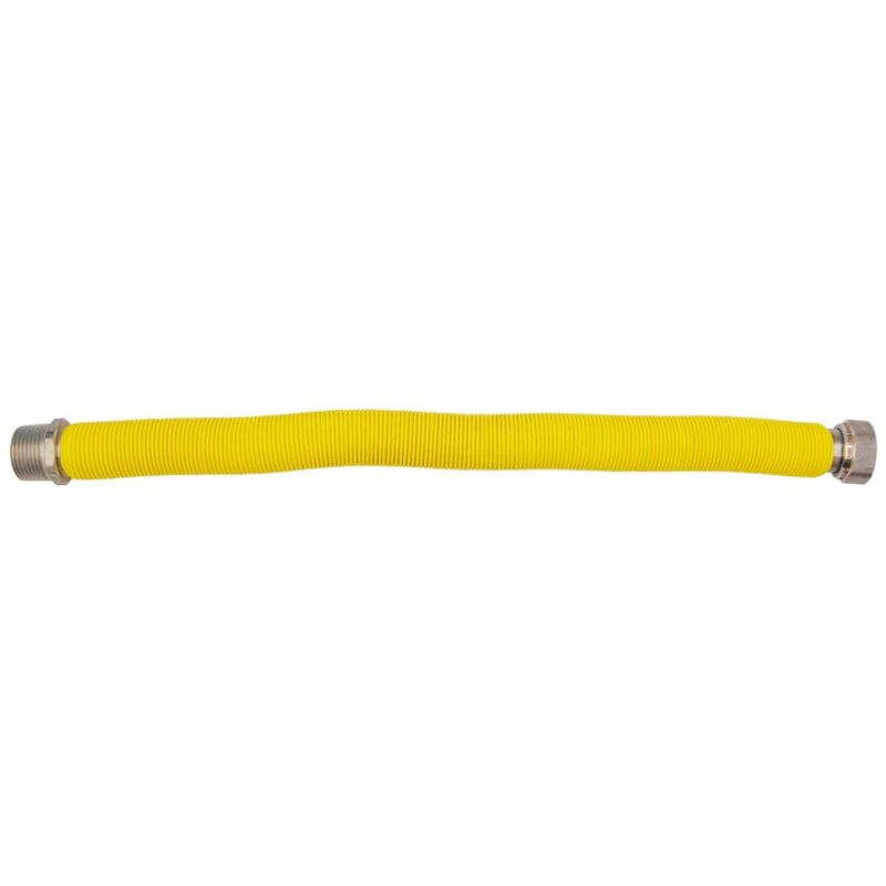 foto del prodotto flessibile sstensibile per allacciamento caldaia gas 1 2 x 3 4 mf 130 220 mm rivestito in polietilene giallo 00000016215