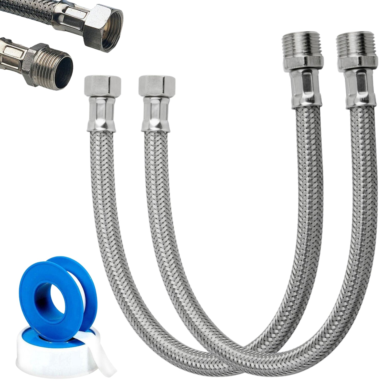 foto del prodotto flessibile tubo acqua m 1 2 f 3 8 40cm - 2pz