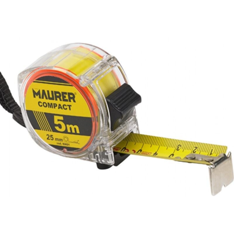 foto del prodotto flessometro maurer 5mt 25mm in abs trasparente